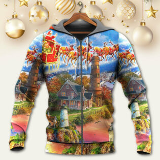Lighthouse Christmas Shine Your Light In Storm And Darkness - Hoodie - Owl Ohh - Owl Ohh