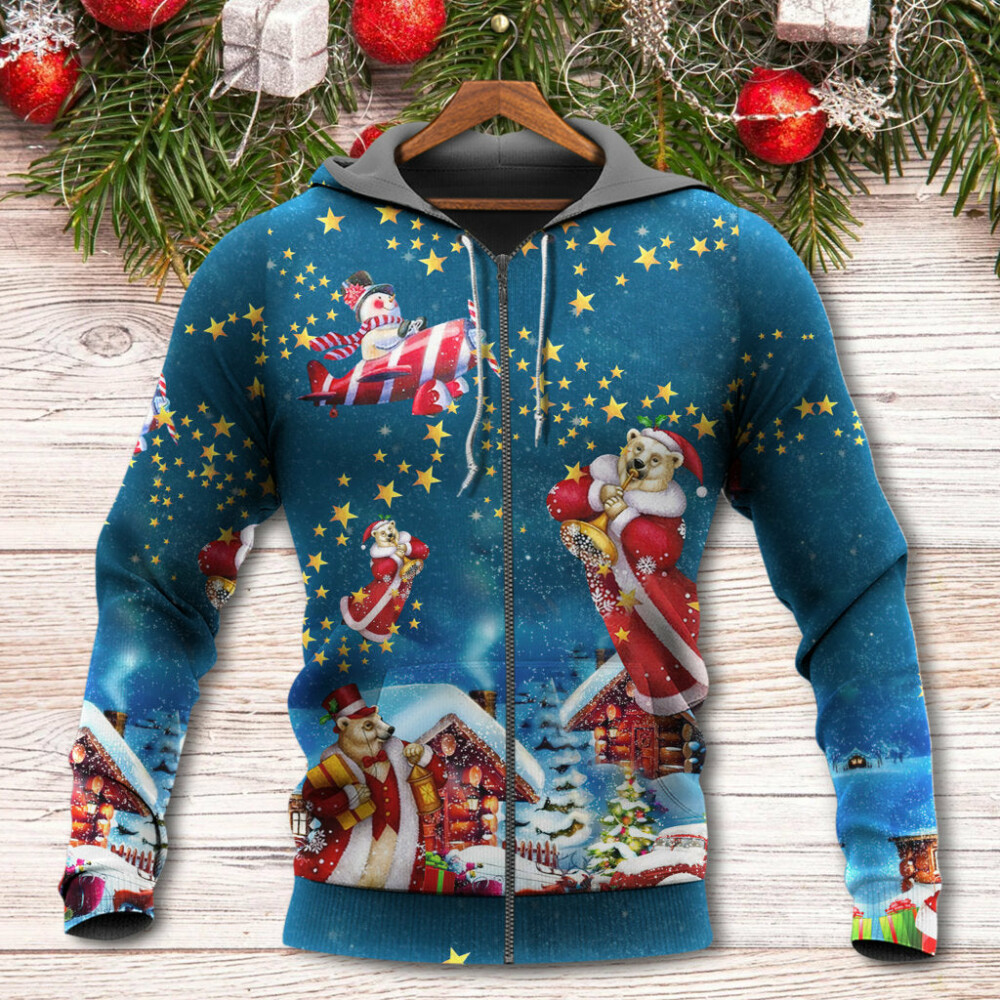 Christmas Bear Santa Happy - Hoodie - Owl Ohh - Owl Ohh