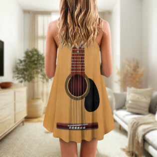 Guitar Amazing Music Basic Yellow Guitar - V-neck Sleeveless Cami Dress - Owl Ohh - Owl Ohh