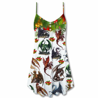Dragon Merry Christmas Art - V-neck Sleeveless Cami Dress - Owl Ohh - Owl Ohh