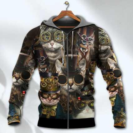 Cat Steampunk Art Machines Lover - Hoodie - Owl Ohh - Owl Ohh