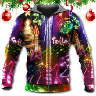 Christmas Guitar Tree Happy Glow Light Style - Hoodie - Owl Ohh - Owl Ohh