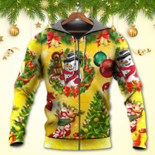 Christmas Funny Snowman Happy Christmas Tree Yellow Light - Hoodie - Owl Ohh - Owl Ohh