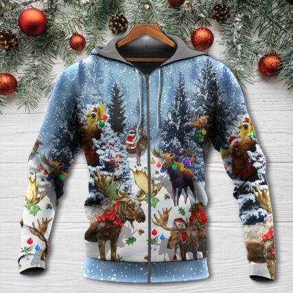 Christmas Moose Merry Xmas Snow - Hoodie - Owl Ohh - Owl Ohh
