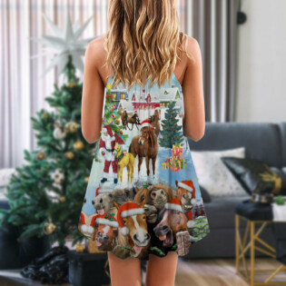 Christmas Horse Loves Christmas Very Happy - V-neck Sleeveless Cami Dress - Owl Ohh - Owl Ohh
