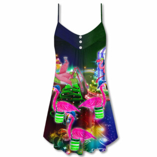 Flamingo Love Beach Amazing Christmas - V-neck Sleeveless Cami Dress - Owl Ohh - Owl Ohh