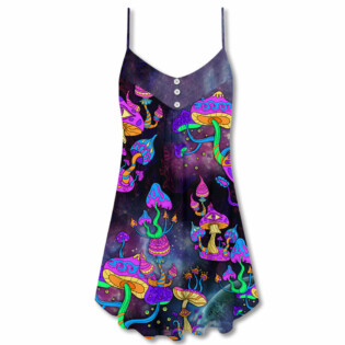 Hippie Mushroom Hippie Life Lover - V-neck Sleeveless Cami Dress - Owl Ohh - Owl Ohh