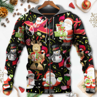 Christmas Joyful Santa Snowman Merry Xmas - Hoodie - Owl Ohh - Owl Ohh