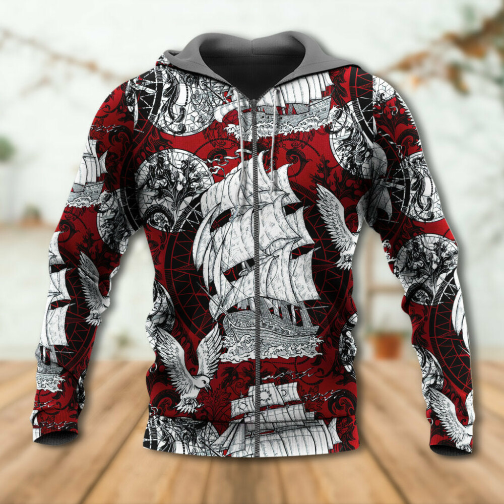 Sailing Ship Old Vintage Anchor Sea Life - Hoodie - Owl Ohh - Owl Ohh