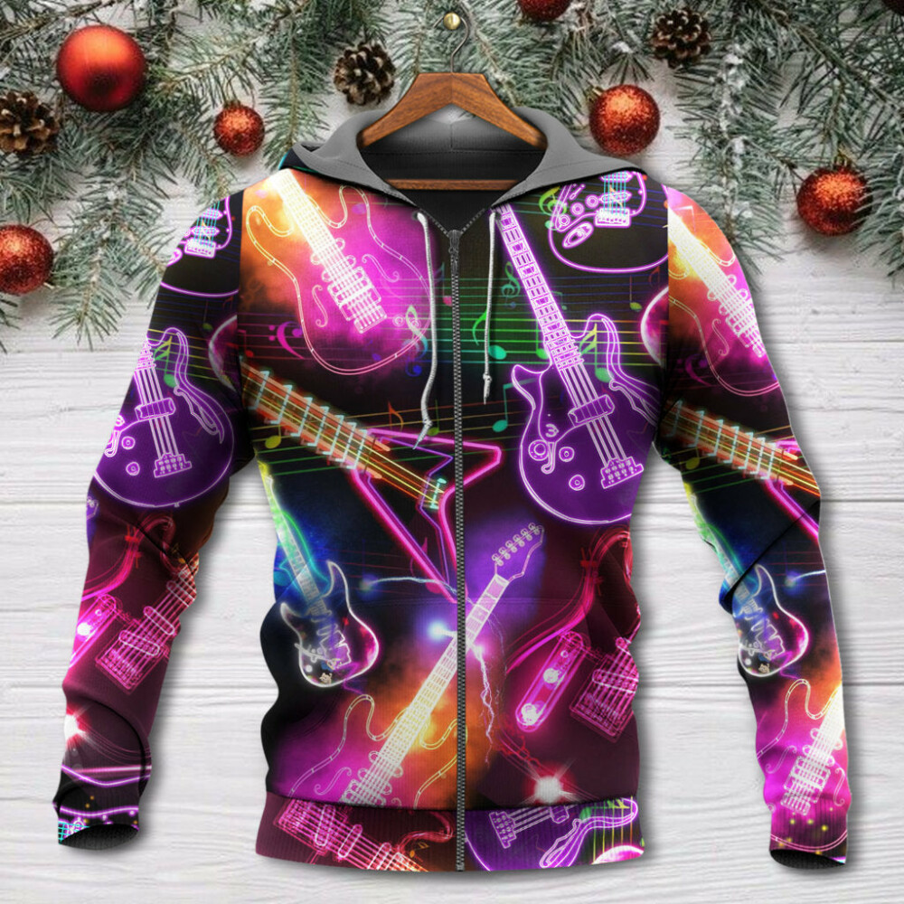 Christmas Guitar Neon Amazing - Hoodie - Owl Ohh - Owl Ohh