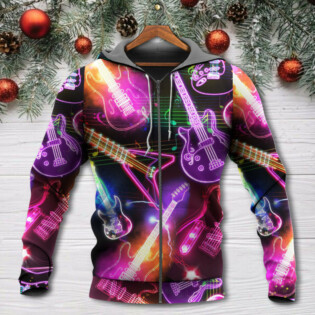 Christmas Guitar Neon Amazing - Hoodie - Owl Ohh - Owl Ohh