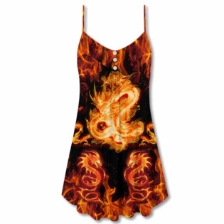 Dragon And Fireball Madness - V-neck Sleeveless Cami Dress - Owl Ohh - Owl Ohh
