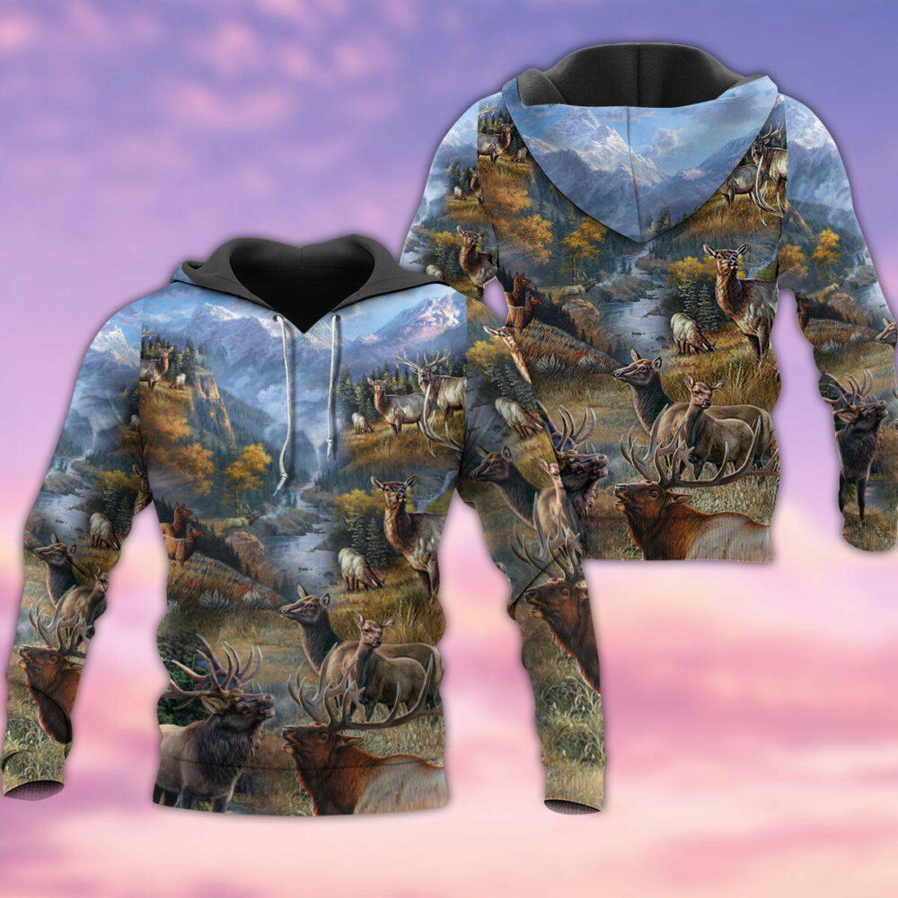 Animal Beautiful Country Elk With Peace - Hoodie - Owl Ohh - Owl Ohh