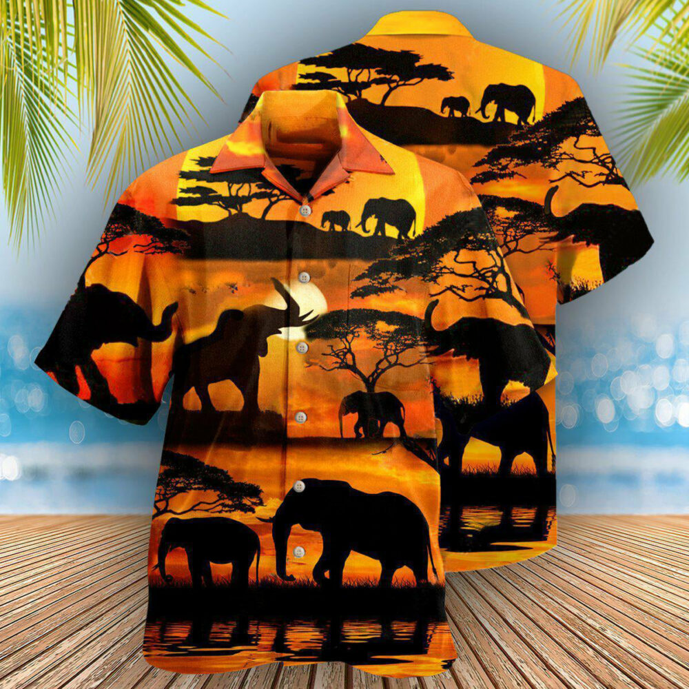 Elephant You're Stronger Than You Think In Yellow Sky - Hawaiian Shirt - Owl Ohh - Owl Ohh
