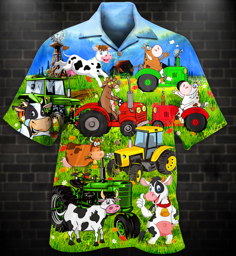 Cow Funny Happy Everyday - Hawaiian Shirt - Owl Ohh - Owl Ohh