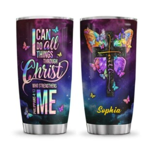 Butterfly Faith Butterfly In Purple Personalized - Tumbler - Owl Ohh - Owl Ohh