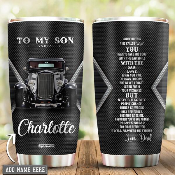 Hot Rod To My Son Personalized - Tumbler - Owl Ohh - Owl Ohh