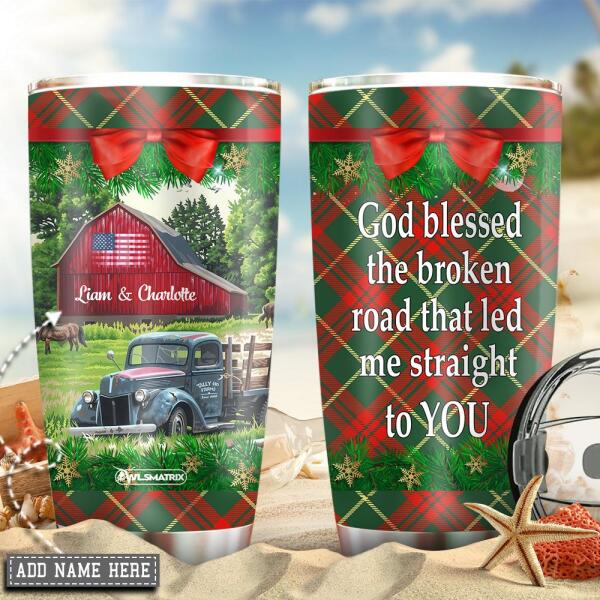 Christmas Truck God Blessed Personalized - Tumbler - Owl Ohh - Owl Ohh