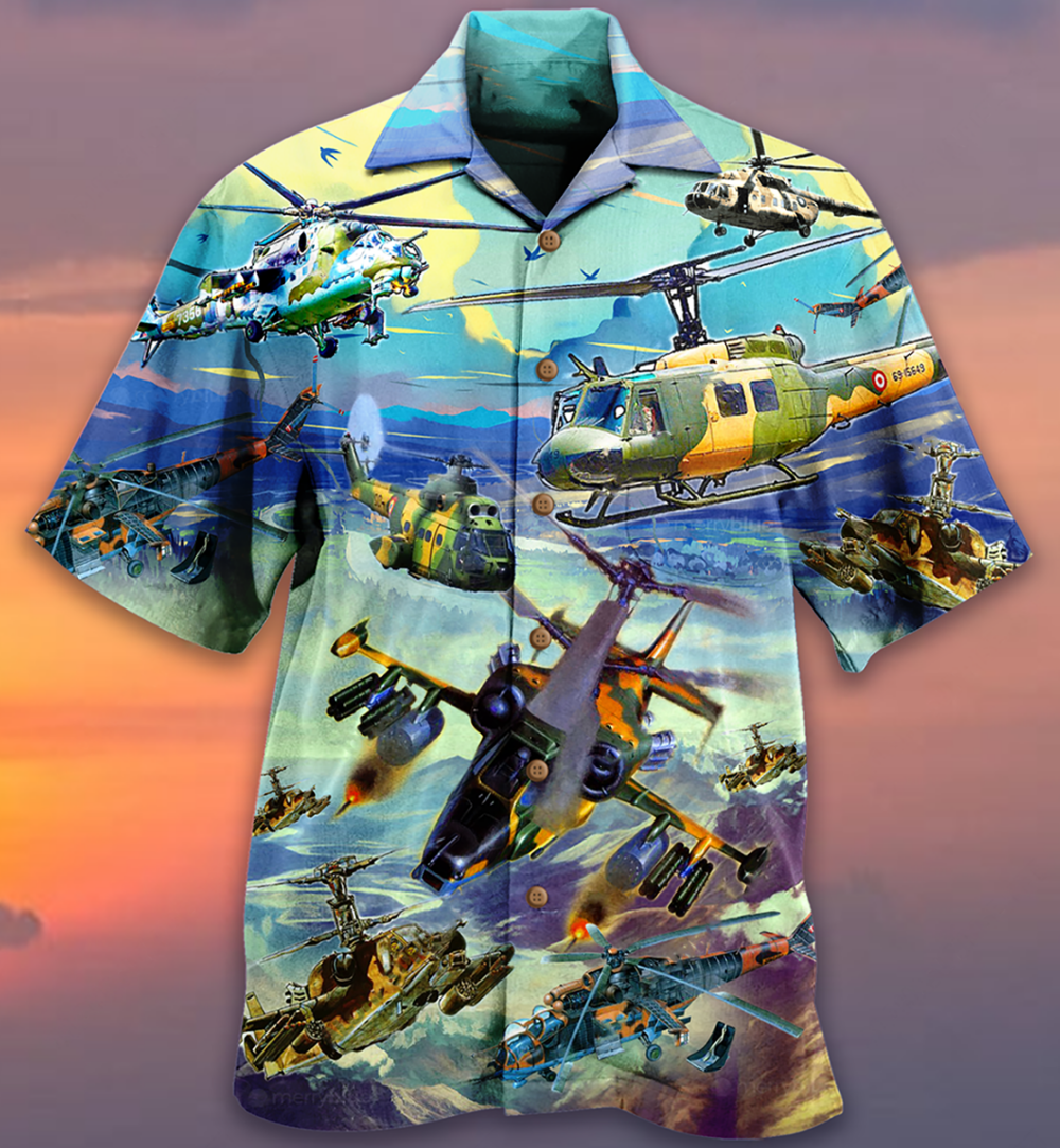 Combat Aircraft Sky Line Blue Style - Hawaiian Shirt - Owl Ohh - Owl Ohh