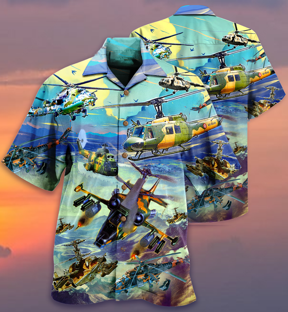 Combat Aircraft Sky Line Blue Style - Hawaiian Shirt - Owl Ohh - Owl Ohh