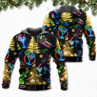 Cocktail Christmas Neon Art Drinking - Hoodie - Owl Ohh - Owl Ohh