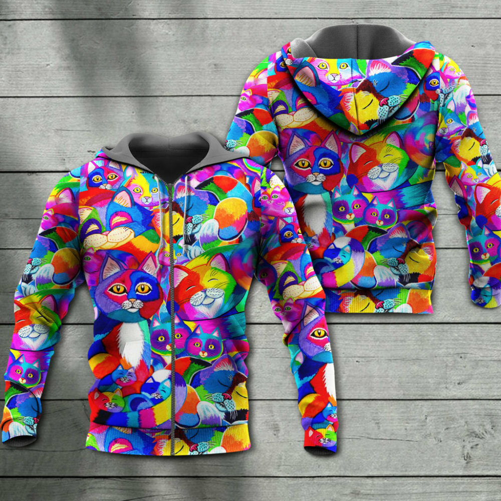 Cat Colorfull Rainbow Style - Hoodie - Owl Ohh - Owl Ohh