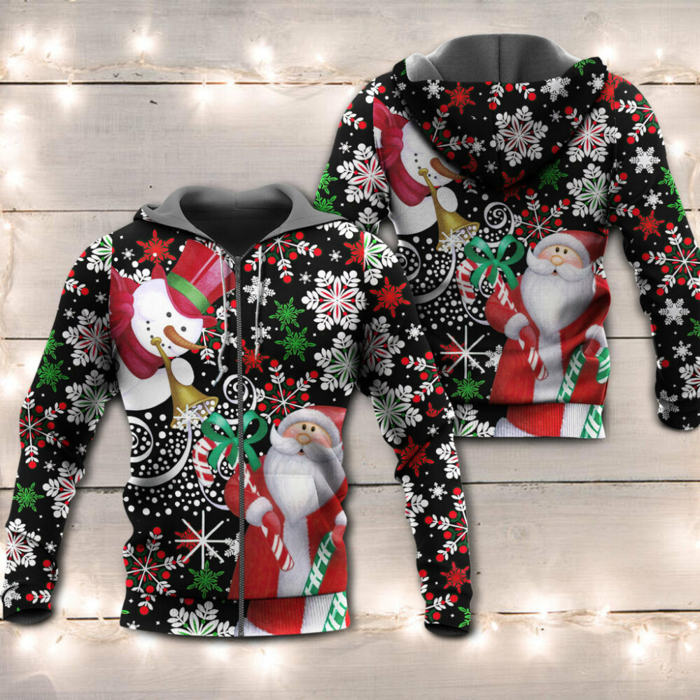 Christmas Snowyday With Santa And Snowman - Hoodie - Owl Ohh - Owl Ohh