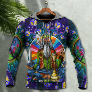 Hippie Peace Sign Old Man Smoking Weed - Hoodie - Owl Ohh - Owl Ohh