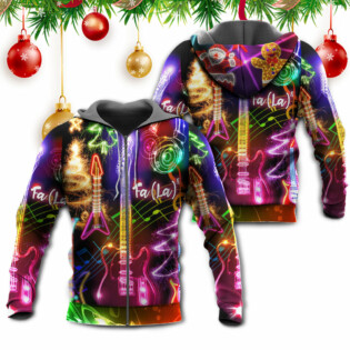 Christmas Guitar Tree Happy Glow Light Style - Hoodie - Owl Ohh - Owl Ohh