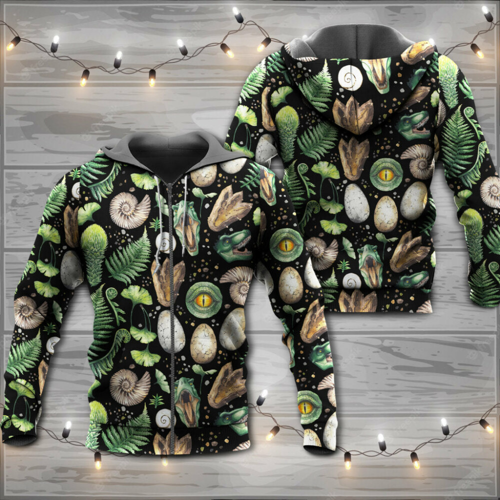 Dinosaur Amazing Pieces Black Style - Hoodie - Owl Ohh - Owl Ohh