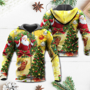 Christmas Tree Yellow Santa Claus - Hoodie - Owl Ohh - Owl Ohh