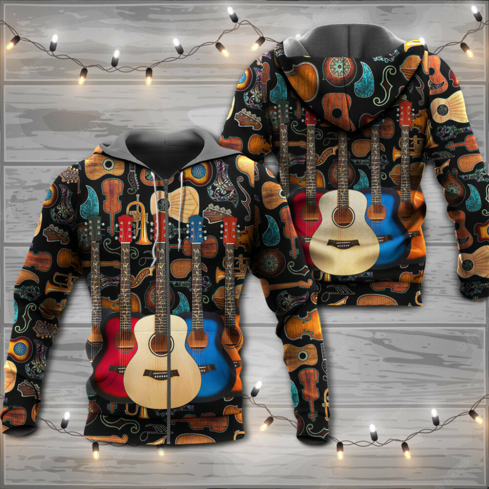 Guitar Lover Happy Life With Music - Hoodie - Owl Ohh - Owl Ohh
