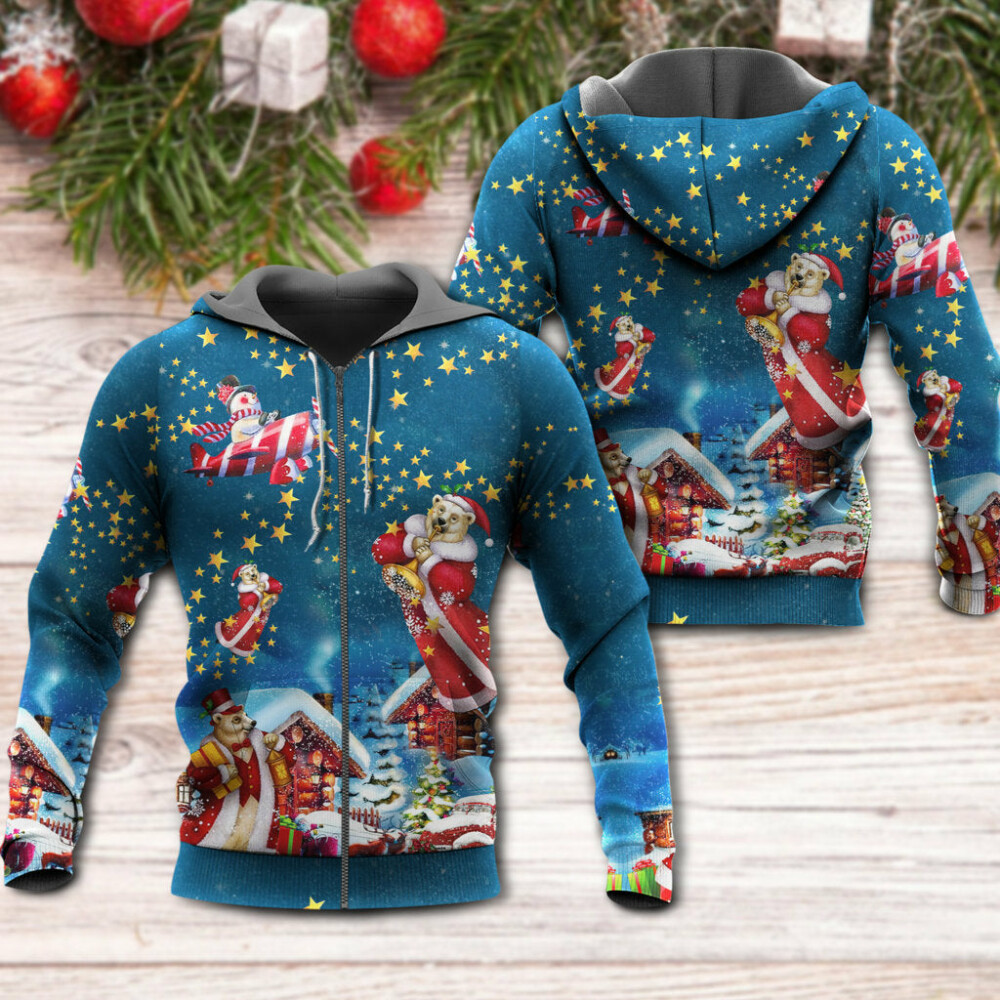 Christmas Bear Santa Happy - Hoodie - Owl Ohh - Owl Ohh