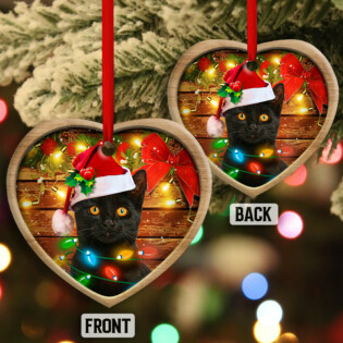 Christmas Black Cat Funny Xmas Light Decor Tree Hanging - Heart Ornament - Owl Ohh - Owl Ohh