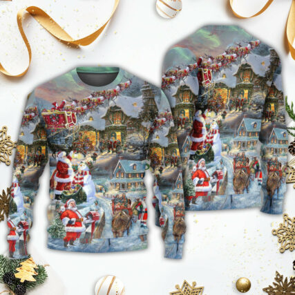 Christmas Wonderful Time Of The Year Santa Claus Coming - Sweater - Ugly Christmas Sweaters - Owl Ohh - Owl Ohh