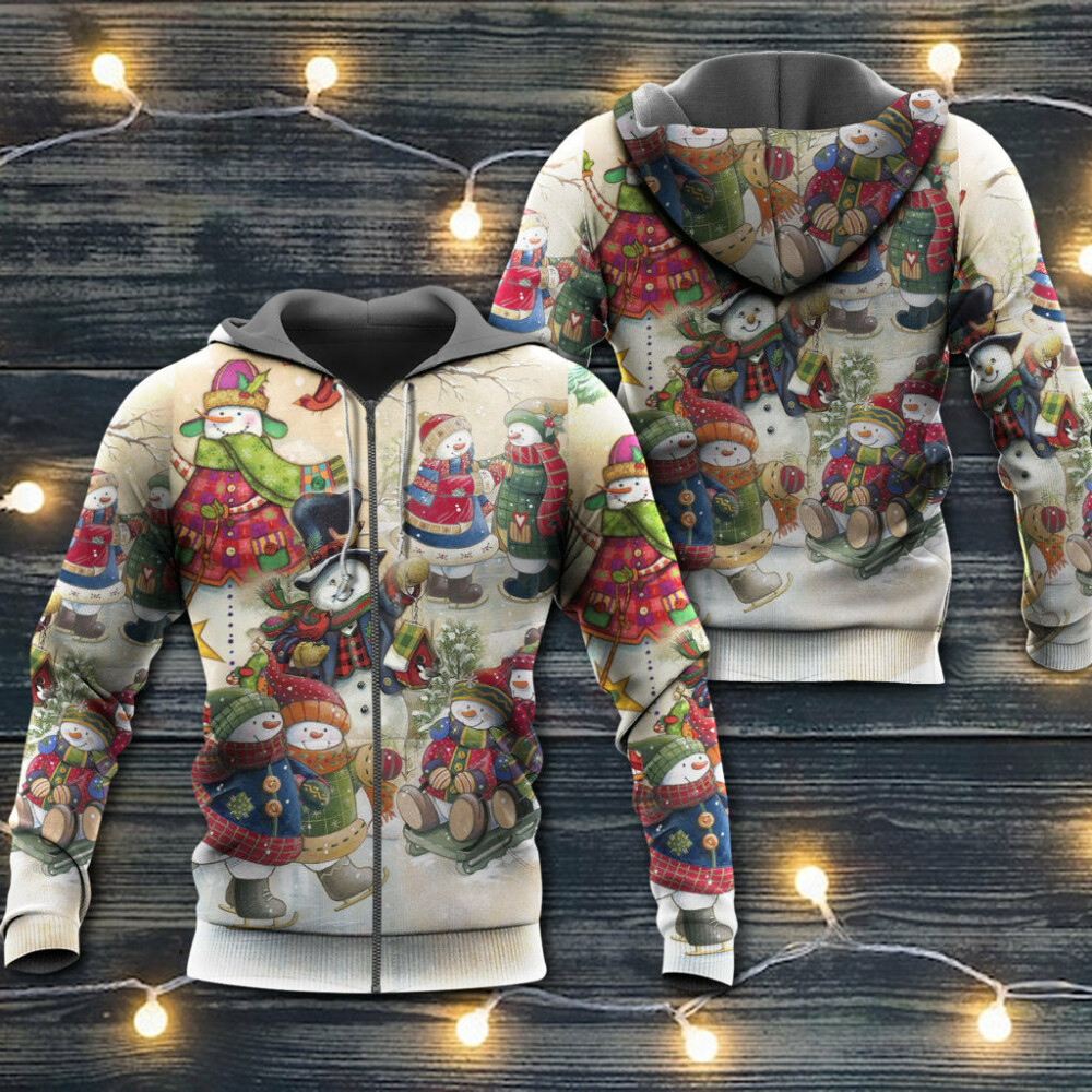 Christmas Couple Snowman Lover Winter Xmas - Hoodie - Owl Ohh - Owl Ohh