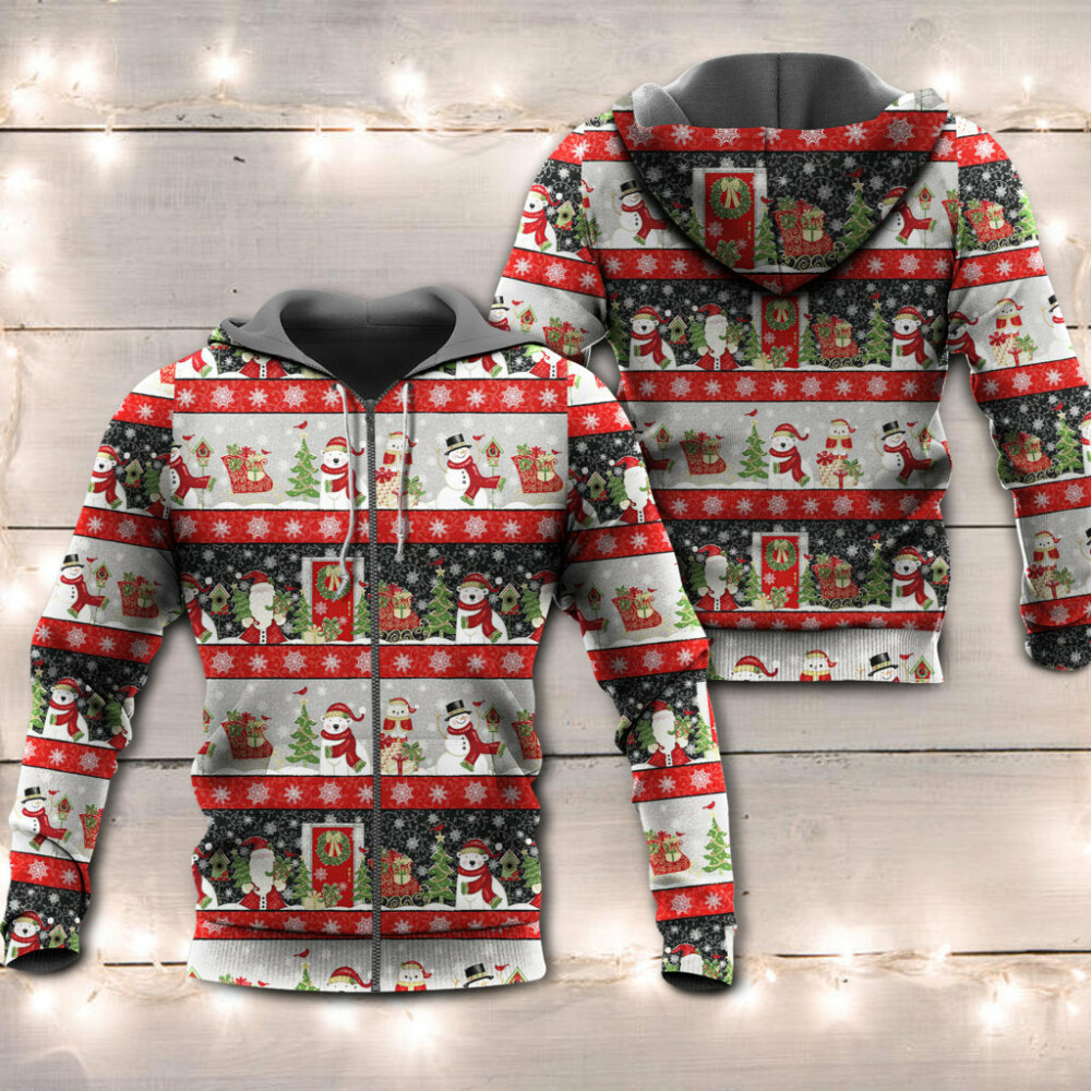 Christmas Santa Claus And Snowman Happy Xmas - Hoodie - Owl Ohh - Owl Ohh