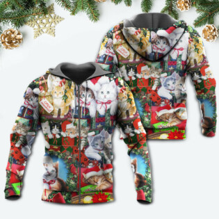 Cat Christmas Tree Merry Xmas - Hoodie - Owl Ohh - Owl Ohh
