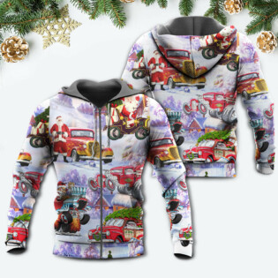 Santa Hot Rod Christmas Tree Merry Xmas - Hoodie - Owl Ohh - Owl Ohh