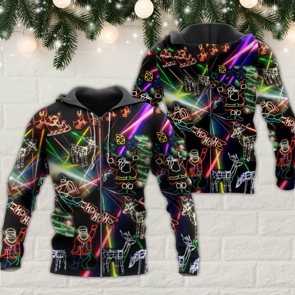 Christmas Tree Neon Art And Snowman - Hoodie - Owl Ohh - Owl Ohh