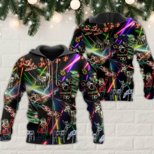 Christmas Tree Neon Art And Snowman - Hoodie - Owl Ohh - Owl Ohh