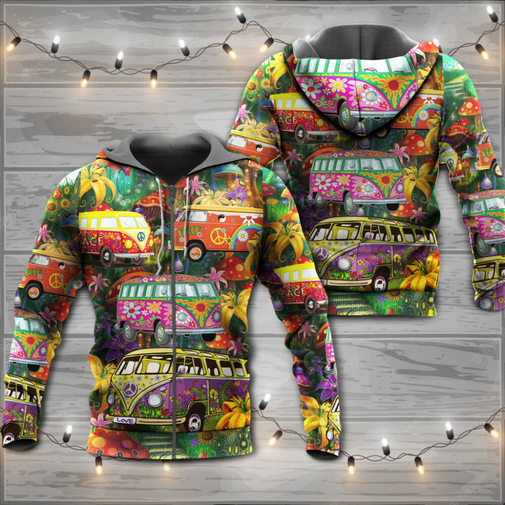 Hippie Bus Peace Life Colorful Style - Hoodie - Owl Ohh - Owl Ohh