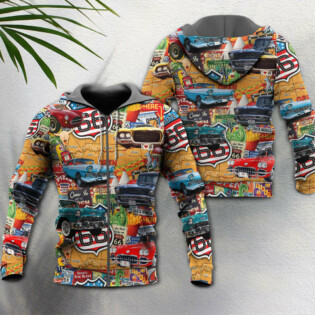 Car Vintage Route 66 Road - Hoodie - Owl Ohh - Owl Ohh