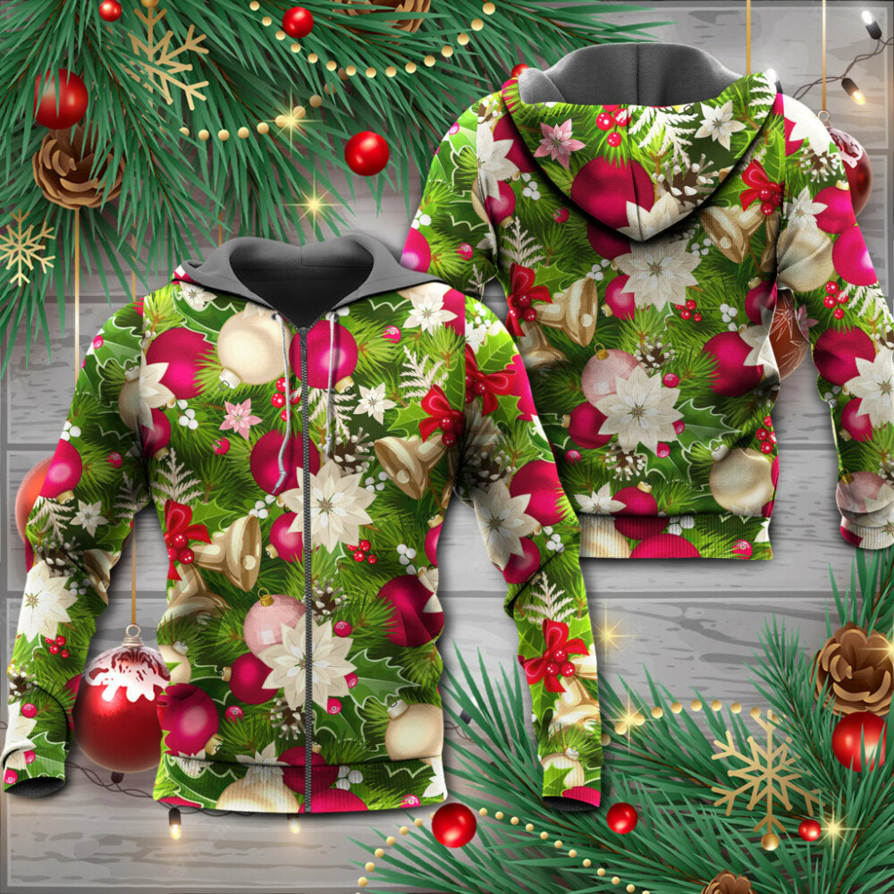 Christmas Fir-Tree And Poinsettia Flowers - Hoodie - Owl Ohh - Owl Ohh