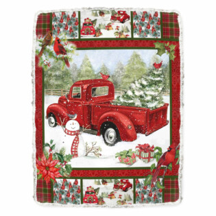 Cardinal Red Truck Merry Christmas Snowman - Flannel Blanket - Owl Ohh - Owl Ohh