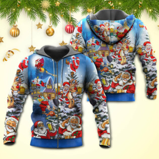 Christmas Funny Santa Claus Drinking Beer Troll Xmas - Hoodie - Owl Ohh - Owl Ohh