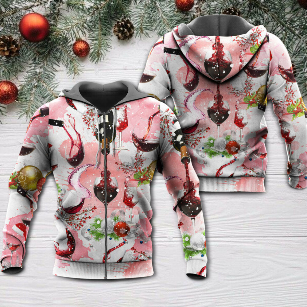 Christmas Wine Drinking A Glass Of Fine Wine - Hoodie - Owl Ohh - Owl Ohh