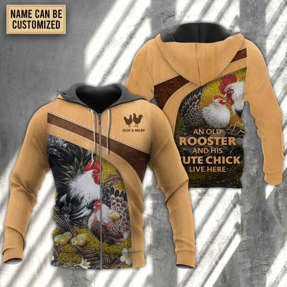 Chicken An Old Rooster And His Cute Chick Personalized - Hoodie - Owl Ohh - Owl Ohh