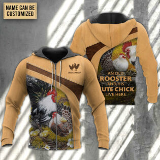 Chicken An Old Rooster And His Cute Chick Personalized - Hoodie - Owl Ohh - Owl Ohh