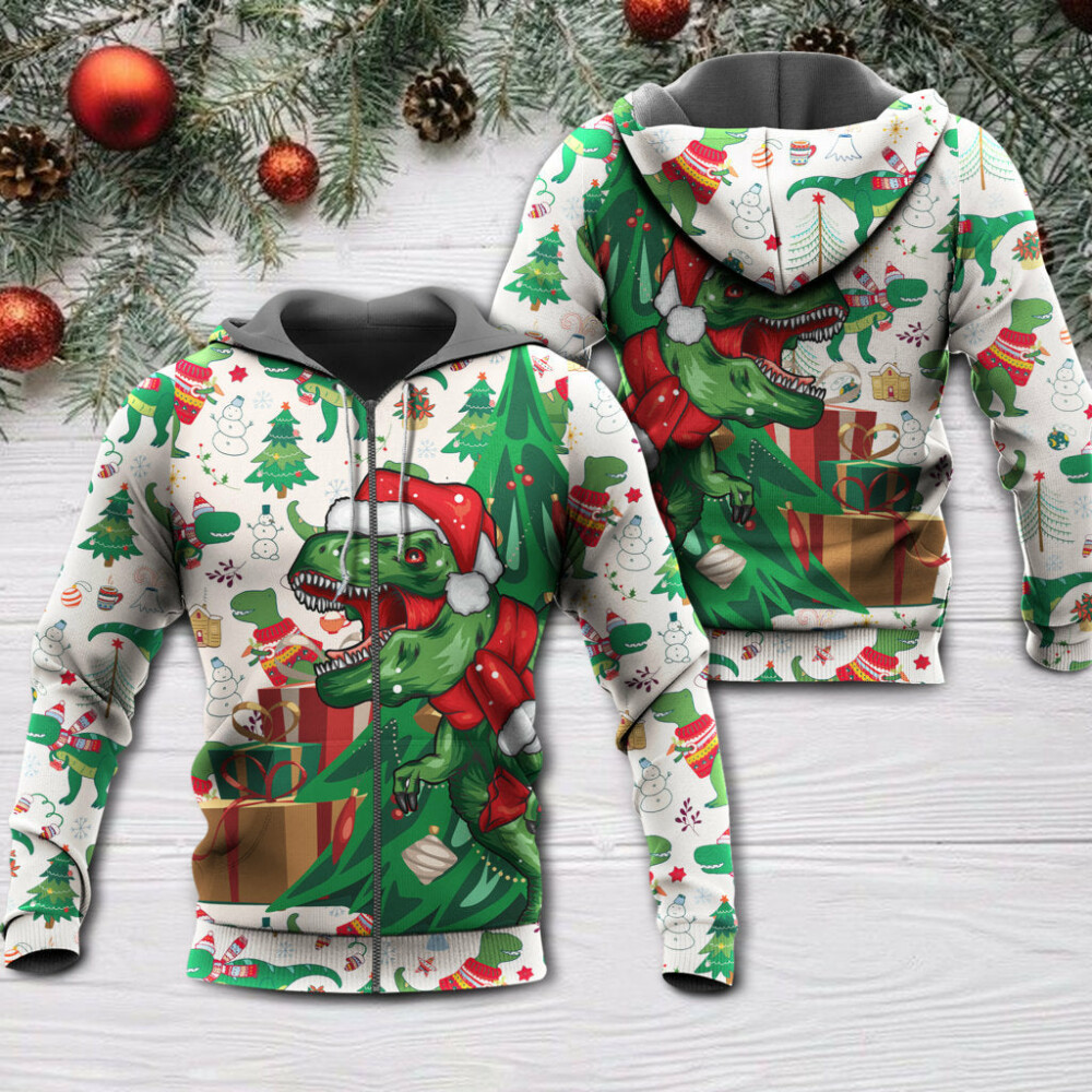 Christmas Dinosaurs Xmas Tree T-rex Merry Rexmas - Hoodie - Owl Ohh - Owl Ohh